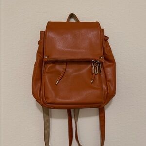 Elegant Tan Leather Backpack